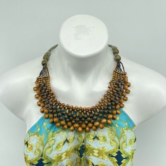 Aratta Silent Journey Boho Floral Halter Maxi Dress Lace Hem Large Goddess Style - Picture 4 of 16